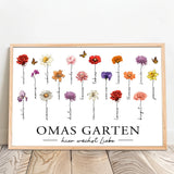 Personalisiertes Poster mit Blumen für Oma und Mama Hier wächst Liebe – Motiv 12