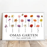 Personalisiertes Poster mit Blumen für Oma und Mama Hier wächst Liebe – Motiv 9