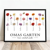 Personalisiertes Poster mit Blumen für Oma und Mama Hier wächst Liebe – Motiv 5