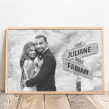 Personalisiertes Poster mit Fotoupload und Jahrestag für Paare Weg der Liebe – Motiv 12