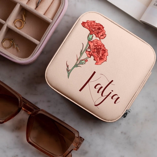 Personalisiertes Schmucketui mit Blumen und Namen Blume für Dich