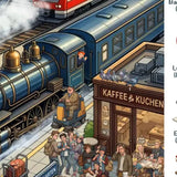 Personalisiertes Wimmel-Poster mit Foto im Cartoon Stil für Kids Bahnhof – Motiv 4
