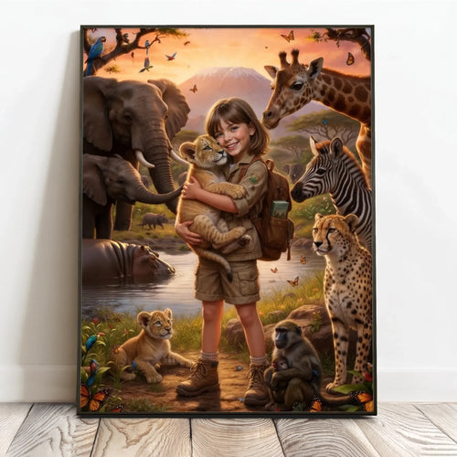 Personalisiertes Poster mit Safari-Szene für Kinder und die ganze Familie Safari – Motiv 2
