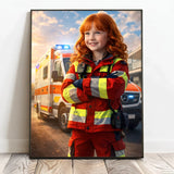 Personalisiertes Poster mit epischer Rettungswagen-Szene für Kids Rettungswagen – Motiv 2