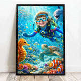 Personalisiertes Poster mit Unterwasser-Szene für Kids und Family Tauchgang – Motiv 4
