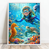 Personalisiertes Poster mit Unterwasser-Szene für Kids und Family Tauchgang – Motiv 8