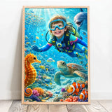Personalisiertes Poster mit Unterwasser-Szene für Kids und Family Tauchgang – Motiv 10
