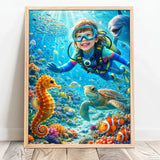 Personalisiertes Poster mit Unterwasser-Szene für Kids und Family Tauchgang – Motiv 11