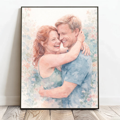 Personalisiertes Poster für die Familie und Paare in pastell Wasserfarben Weiche Wasserfarben – Motiv 2