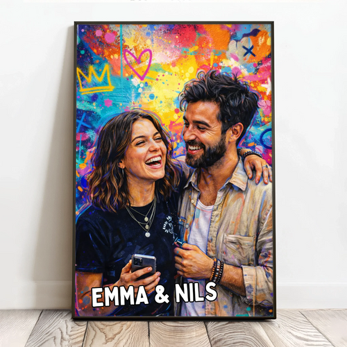 Personalisiertes Poster mit Graffiti-Style für Familie und Paare Urban Family