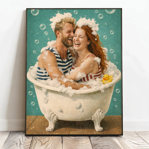Personalisiertes Poster mit Illustration für Paare und die Familie Badespaß – Motiv 2