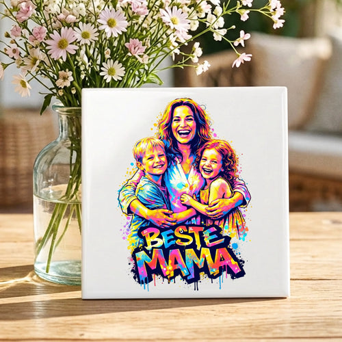 Personalisierte Deko-Fliese für Mama mit Streetart-Effekt Streetart für Mama