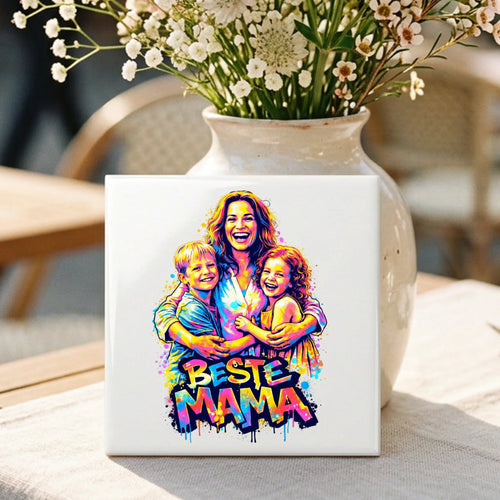 Personalisierte Deko-Fliese für Mama mit Streetart-Effekt Streetart für Mama – Motiv 2