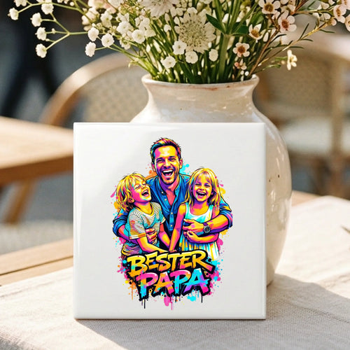 Personalisierte Deko-Fliese für Papa mit Streetart-Effekt Streetart für Papa – Motiv 2
