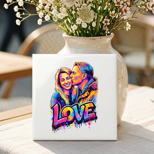 Personalisierte Deko-Fliese für Paare mit Streetart-Effekt Streetart LOVE – Motiv 2