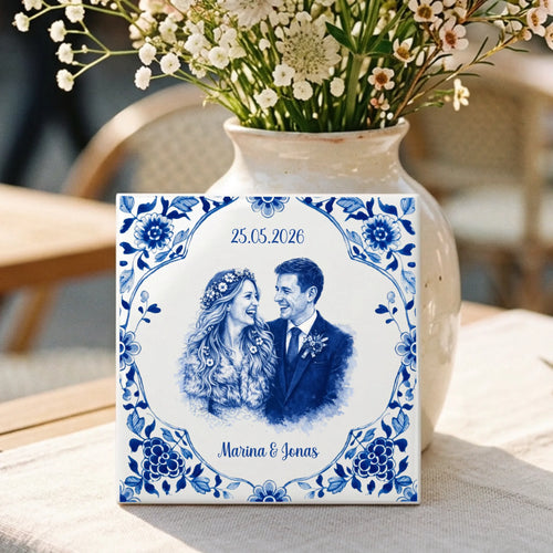Personalisierte Deko-Fliese für Paare zur Hochzeit Kunst der Liebe – Motiv 2