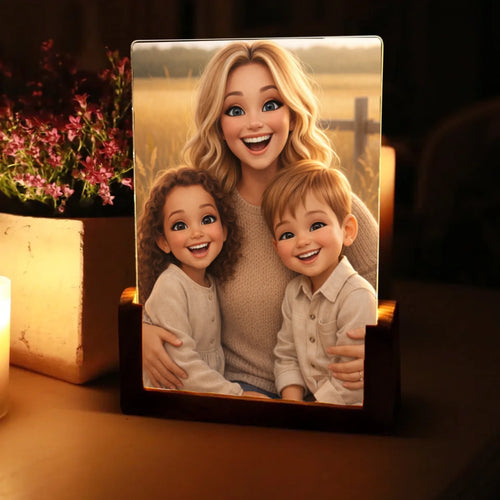 Personalisierter LED Aufsteller für Mama mit Cartoon-Effekt Cartoon Love Mama – Motiv 2