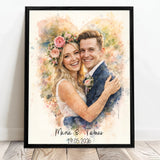 Personalisiertes Poster mit Wasserfarben-Effekt für Paare und zur Hochzeit Zusammen – Motiv 6