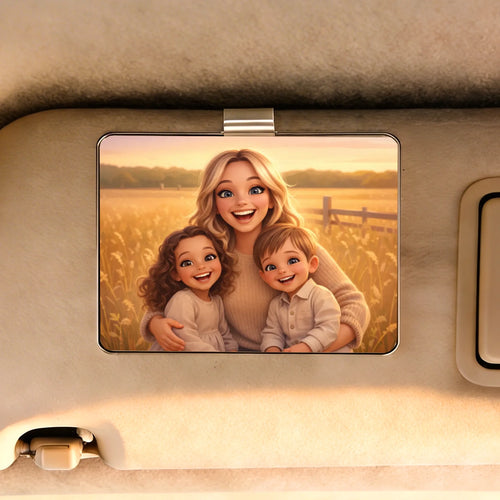 Personalisierter Clip für die Auto Sonnenblende für Mama mit Cartoon-Effekt Cartoon Love Mama
