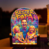 Personalisierter LED Aufsteller für Papa mit Streetart-Effekt Streetart für Papa – Motiv 3