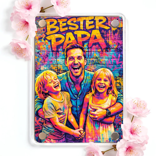 Personalisierter Acryl Magnet für Papa mit Streetart-Effekt Streetart für Papa – Motiv 2