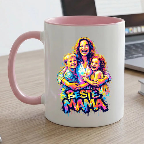 Personalisierte zweifarbige Tasse mit Streetart-Effekt für Mama Streetart für Mama – Motiv 2
