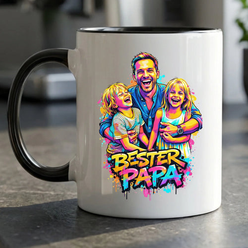 Personalisierte zweifarbige Tasse mit Streetart-Effekt für Papa Streetart für Papa