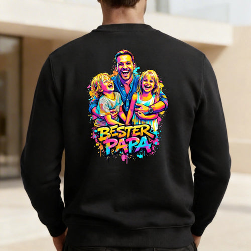 Personalisierter Sweater mit Streetart-Effekt als Backprint für Papa Streetart für Papa