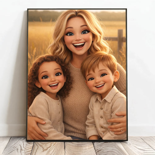 Personalisiertes Poster mit Cartoon Effekt für Mama Cartoon Love Mama – Motiv 2