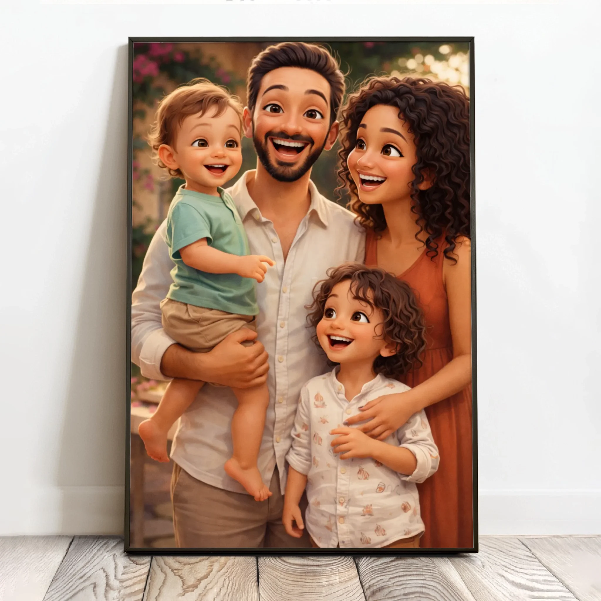 Personalisiertes Poster mit Cartoon Effekt für Mama und Papa Cartoon Love Family