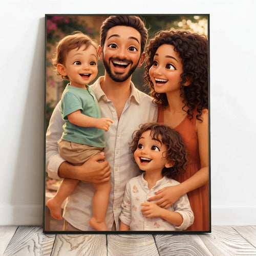 Personalisiertes Poster mit Cartoon Effekt für Mama und Papa Cartoon Love Family – Motiv 2