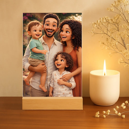Personalisierter Acrylaufsteller mit Cartoon Effekt für Mama und Papa Cartoon Love Family