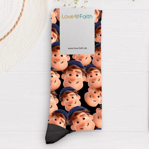 Personalisierte Socken mit Cartoon-Stil und Gesichtern Cartoon Socken