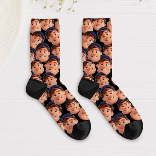 Personalisierte Socken mit Cartoon-Stil und Gesichtern Cartoon Socken – Motiv 2