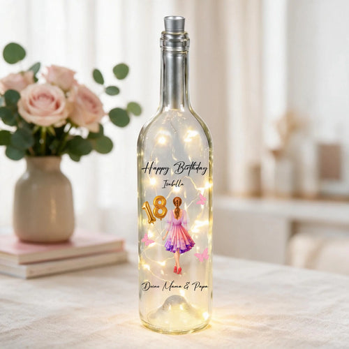 Personalisierte LED Weinflasche zum Geburtstag Happy Birthday mit Namen