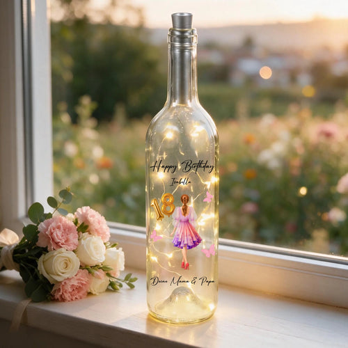 Personalisierte LED Weinflasche zum Geburtstag Happy Birthday mit Namen – Motiv 2