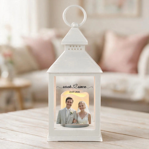 Personalisierte LED Laterne mit Foto für Paare – Du & Ich