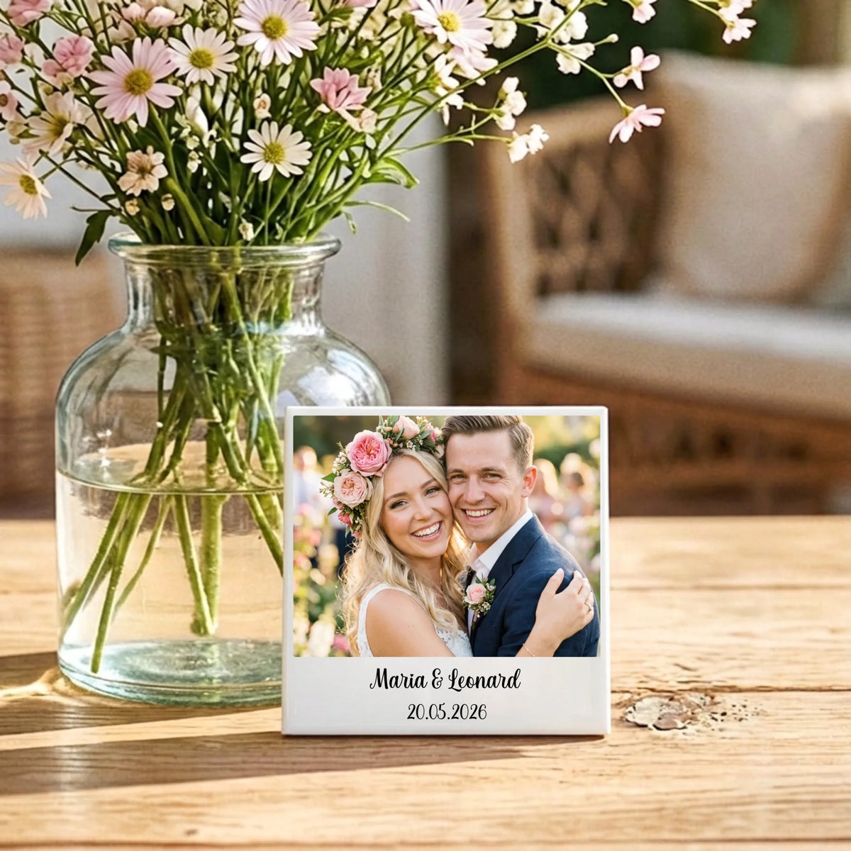 Personalisierte Deko-Fliese mit Foto für Paare zur Hochzeit – Euer Foto – Motiv 3
