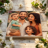 Personalisierte Deko-Fliese mit Foto für Papa – Cartoon Love Papa – Motiv 8