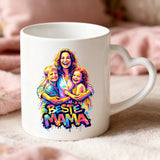 Weiße Tasse mit Herzhenkel und personalisiertem Namen – romantische Geschenkidee von Love & Faith