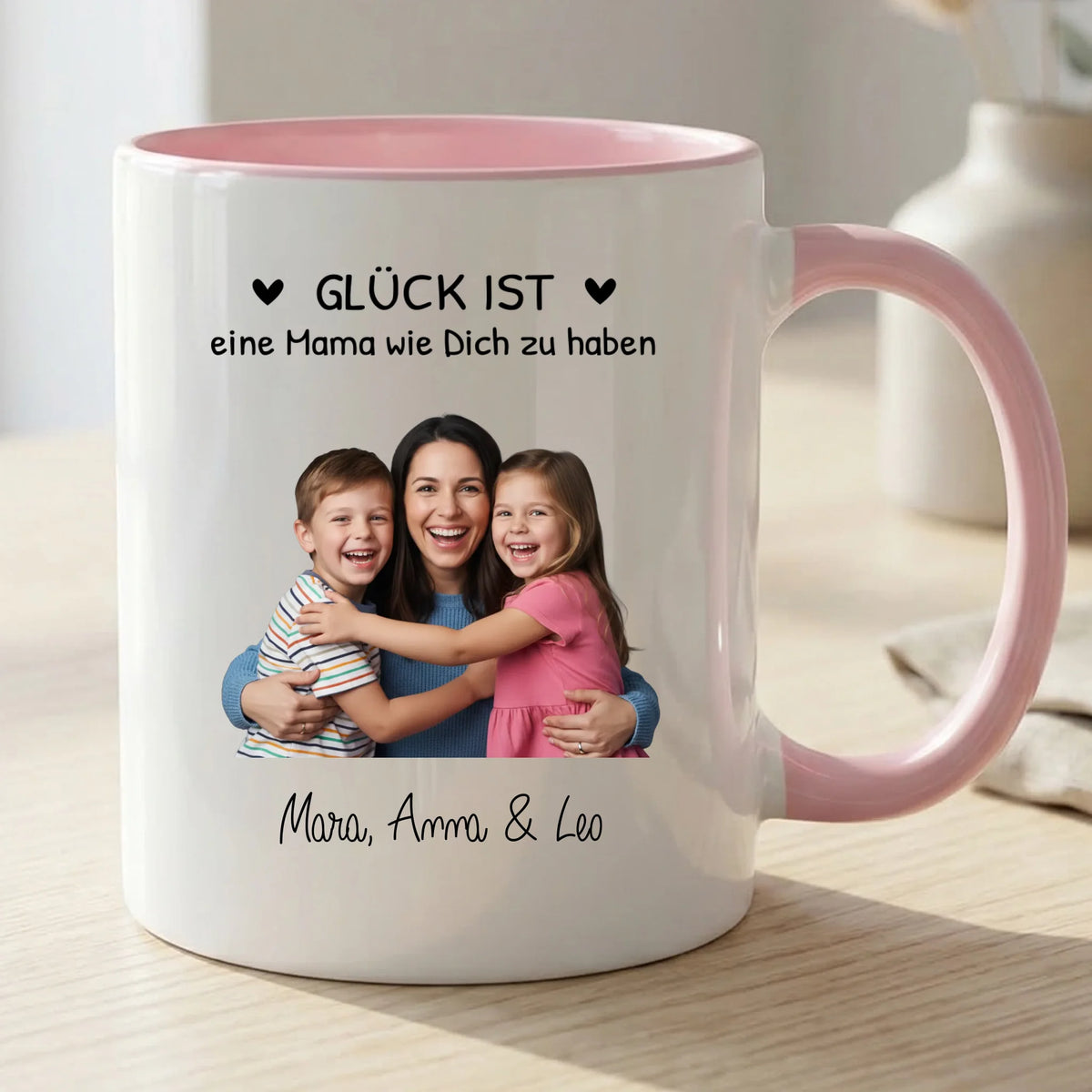 Personalisierte zweifarbige Tasse mit Foto und Namen für Mama – Beste Mama