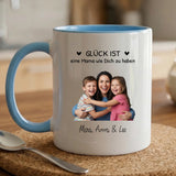 Personalisierte zweifarbige Tasse mit Foto und Namen für Mama – Beste Mama – Motiv 3