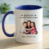 Personalisierte zweifarbige Tasse mit Foto und Namen für Mama – Beste Mama – Motiv 7