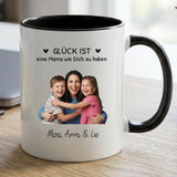 Personalisierte zweifarbige Tasse mit Foto und Namen für Mama – Beste Mama – Motiv 10