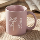 Personalisierte Tasse mit Gravur Geburtsblume und Name – Deine Blume – Motiv 4