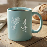 Personalisierte Tasse mit Gravur Geburtsblume und Name – Deine Blume – Motiv 6