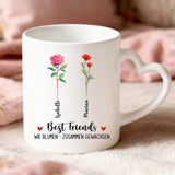 Weiße Tasse mit Herzhenkel und personalisiertem Namen – romantische Geschenkidee von Love & Faith