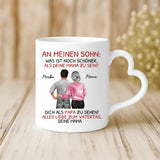 Personalisierte Tasse mit Druck zum Vatertag von Mama – An meinen Sohn – Motiv 3