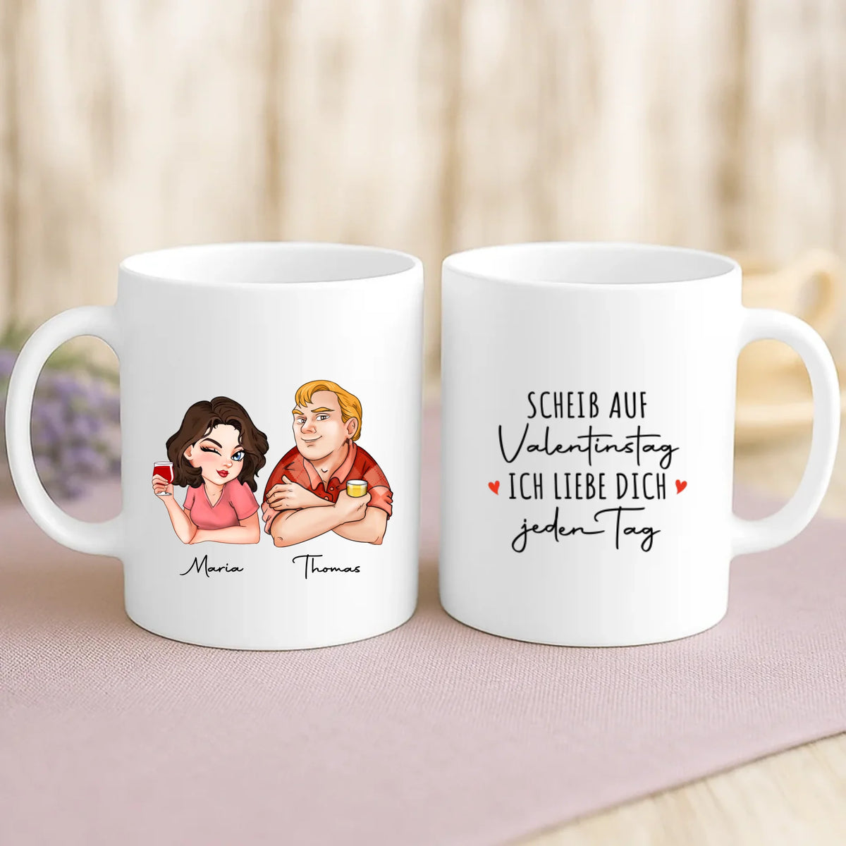 Personalisierte Tasse mit Druck für Paare zum Valentinstag – Ich liebe Dich immer