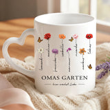 Personalisierte Blumen-Tasse mit Namen für Oma und Mama – Hier wächst Liebe – Motiv 6